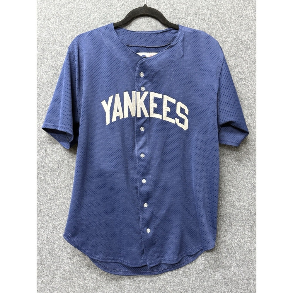 Vintage New York Yankees Sports Belle Baseball Jersey USA Made Men's M Navy